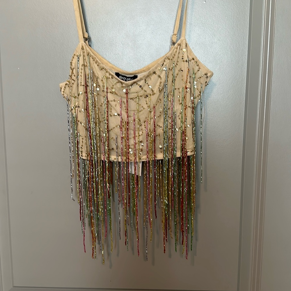 NWT Sequin tassel crop top Nasty Gal